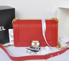 2014 Boy Chanel Flap Shoulder Bag in Original Calf Leather A92094 Red A92094