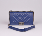 2014 Boy Chanel Flap Shoulder Bag in Sheepskin Leather A90191 Blue A90191