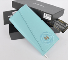 2014 CHANEL Cowhide Wallet chanel C8918 Water Blue C8918