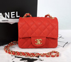 2014 Chanel 1115 mini Classic Flap Bag Original Cannage Pattern Nubuck Leather Red wite Gold 1115
