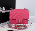 2014 Chanel 1115 mini Classic Flap Bag Original Cannage Pattern Nubuck Leather Rose with Silver 1115