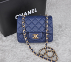 2014 Chanel 1115 mini Classic Flap Bag Original Caviar Leather Blue in Gold 1115