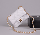 2014 Chanel 1115 mini Classic Flap Bag Original Caviar Leather White in Gold 1115