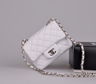 2014 Chanel 1115 mini Classic Flap Bag Original Caviar Leather White in Silver 1115