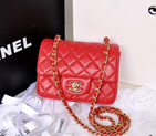 2014 Chanel 1115 mini Classic Flap Bag Original Sheepskin Leather Red in Gold 1115