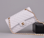 2014 Chanel 2.55 Series Classic Flap Bag 1112 Caviar leather in White with Gold 1112