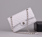 2014 Chanel 2.55 Series Classic Flap Bag 1112 Caviar leather in White with Silver 1112