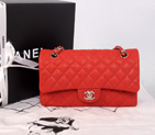 2014 Chanel 2.55 Series Classic Flap Bag 1112 Original Cannage Pattern Nubuck Leather Red in Silver 1112