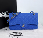 2014 Chanel 2.55 Series Classic Flap Bag 1112 Original Cannage Pattern Nubuck Leather Blue in Silver 1112