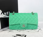 2014 Chanel 2.55 Series Classic Flap Bag 1112 Original Cannage Pattern Nubuck Leather Green 1112