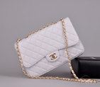 2014 Chanel A28600 Original Caviar Leather Classic Flap Bag in White with Gold A28600