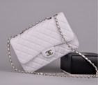 2014 Chanel A28600 Original Caviar Leather Classic Flap Bag in White with Silver A28600