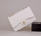 2014 Chanel A28600 Original Sheepskin leather Classic Flap Bag in White with Gold A28600