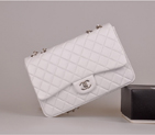 2014 Chanel A28600 Original Sheepskin leather Classic Flap Bag in White with Silver A28600