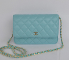 2014 Chanel A33814 Light blue Sheepskin Leather mini Flap Bag Gold A33814