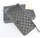 2014 Chanel Bi-Fold Zip Around Wallet Original Leather A91504 Black A91504