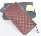 2014 Chanel Bi-Fold Zip Around Wallet Original Leather A91504 Burgundy A91504