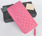 2014 Chanel Bi-Fold Zip Around Wallet Original Leather A91504 Peach A91504