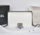 2014 Chanel Boy Flap Shoulder Bag in Original Sheepskin Leather A90191 White A90191
