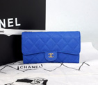 2014 Chanel C006 Blue Original Cannage Pattern Nubuck Leather Long Tri-Fold Wallet C006