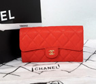 2014 Chanel C006 Red Original Cannage Pattern Nubuck Leather Long Tri-Fold Wallet C006