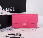 2014 Chanel C006 Rose Original Cannage Pattern Nubuck Leather Long Tri-Fold Wallet C006
