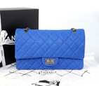 2014 Chanel Classic Flap Bag 1113 Original Cannage Pattern Nubuck Leather in Blue with Silver 1113