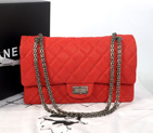 2014 Chanel Classic Flap Bag 1113 Original Cannage Pattern Nubuck Leather in Red with Silver 1113