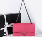 2014 Chanel Classic Flap Bag 1113 Original Cannage Pattern Nubuck Leather in Rose with Silver 1113