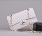 2014 Chanel Classic Flap Bag 1113 Original Caviar leather in White with Gold 1113