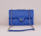 2014 Chanel Classic Flap Bag Blue Sheepskin Leather A25280 Silver A25280