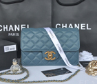 2014 Chanel Classic Flap Bag Original Leather A219001 Light Blue A219001
