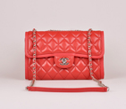 2014 Chanel Classic Flap Bag Red Sheepskin Leather A25280 Silver A25280