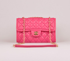 2014 Chanel Classic Flap Bag Rose Sheepskin Leather A25280 Gold A25280