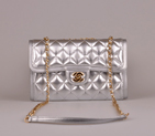 2014 Chanel Classic Flap Bag Silver Sheepskin Leather A25280 Gold A25280
