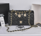 2014 Chanel Classic Flap Bags Black Original Sheepskin Leather A90214 Gold A90214