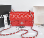 2014 Chanel Classic Flap Bags Original Patent Leather A1116 Red with Silver A1116