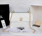 2014 Chanel Classic Top Handle Bag Original Sheepskin Leather A92236 White A92236