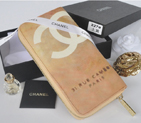 2014 Chanel Graffiti Printed Canvas Zippy Wallet A227 Wheat A227
