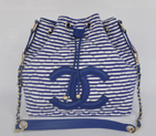 2014 Chanel Hobo Shoulder Bag Jersey and Lambskin A46622 Blue A46622
