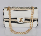2014 Chanel Jersey and Lambskin Flap Shoulder Bag A32052 White A32052