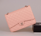 2014 Chanel Jumbo Quilted Classic Original Caviar Leather Flap Bag A58601 Pink Silver A58601