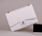 2014 Chanel Jumbo Quilted Classic Original Caviar Leather Flap Bag A58601 White Silver A58601