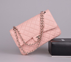 2014 Chanel Jumbo Quilted Classic Original Caviar leather Flap Bag A58600 Pink in silver A58600