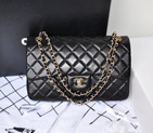 2014 Chanel Jumbo Quilted Classic Original Sheepskin leather Flap Bag A58600 Black in Gold A58600