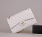 2014 Chanel Jumbo Quilted Classic Original Sheepskin leather Flap Bag A58600 White in Gold A58600