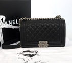 2014 Chanel LE Boy Flap Shoulder Bag Original Cannage Pattern Nubuck Leather A66383 Black A66383