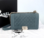 2014 Chanel LE Boy Flap Shoulder Bag Original Cannage Pattern Nubuck Leather A66383 Dark Gray A66383
