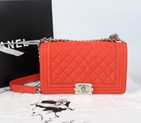 2014 Chanel LE Boy Flap Shoulder Bag Original Cannage Pattern Nubuck Leather A66383 Orange A66383