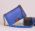 2014 Chanel LE boy Flap Shoulder Bag Real Python Leather A67086 Blue A67086
